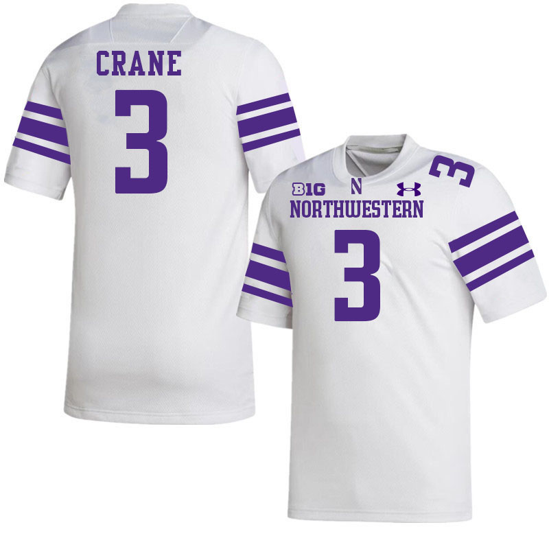 Northwestern Wildcats #3 Tate Crane College Football Jerseys Stitched-White